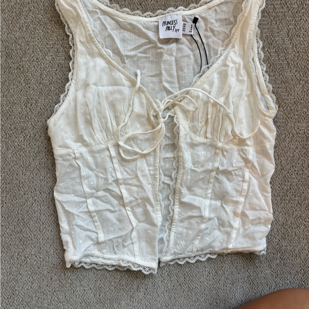 Princess Polly white Lace-Trim Blouse